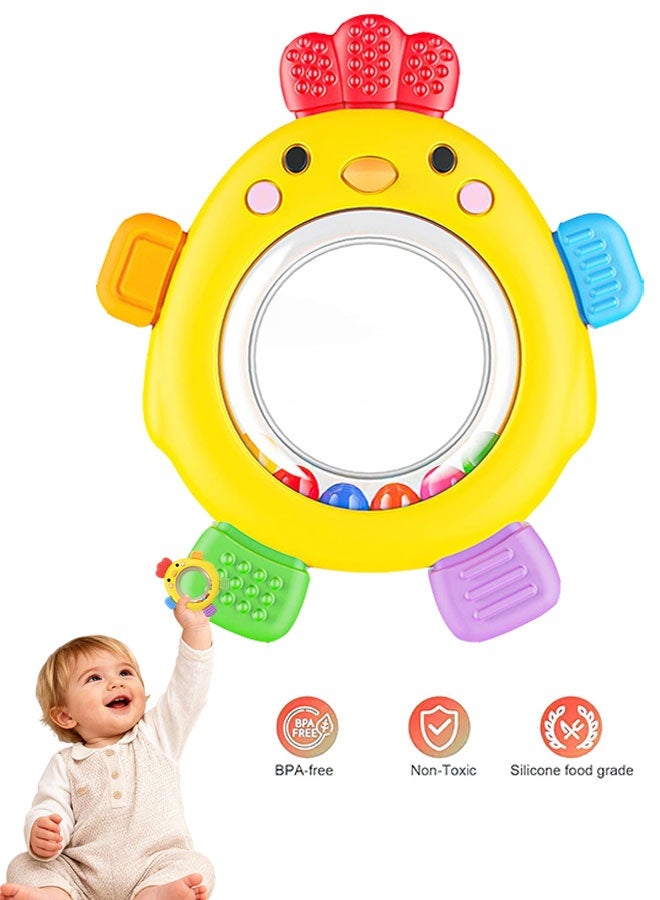 Teething Toys for Baby, Silicone Teething Rattles Ring, BPA Free, Easy to Hold, Baby Sensory Toys 0 3 6 12 24 Months, Babies Essentials for Newborn Infant Gift - Image 1