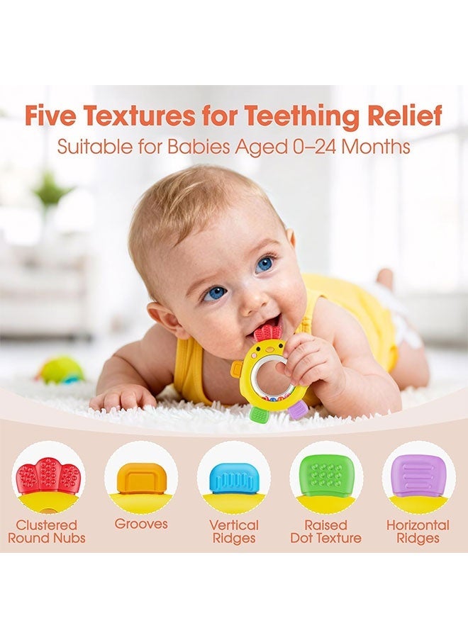 Teething Toys for Baby, Silicone Teething Rattles Ring, BPA Free, Easy to Hold, Baby Sensory Toys 0 3 6 12 24 Months, Babies Essentials for Newborn Infant Gift - Image 5