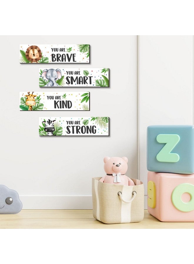 UBLURO 4 Pieces Jungle Animals Wall Art Decors - Motivational Wall Art，Jungle Animals Wooden Hanging Wall Prints Plaques，Nursery and playroom Decor - Image 5