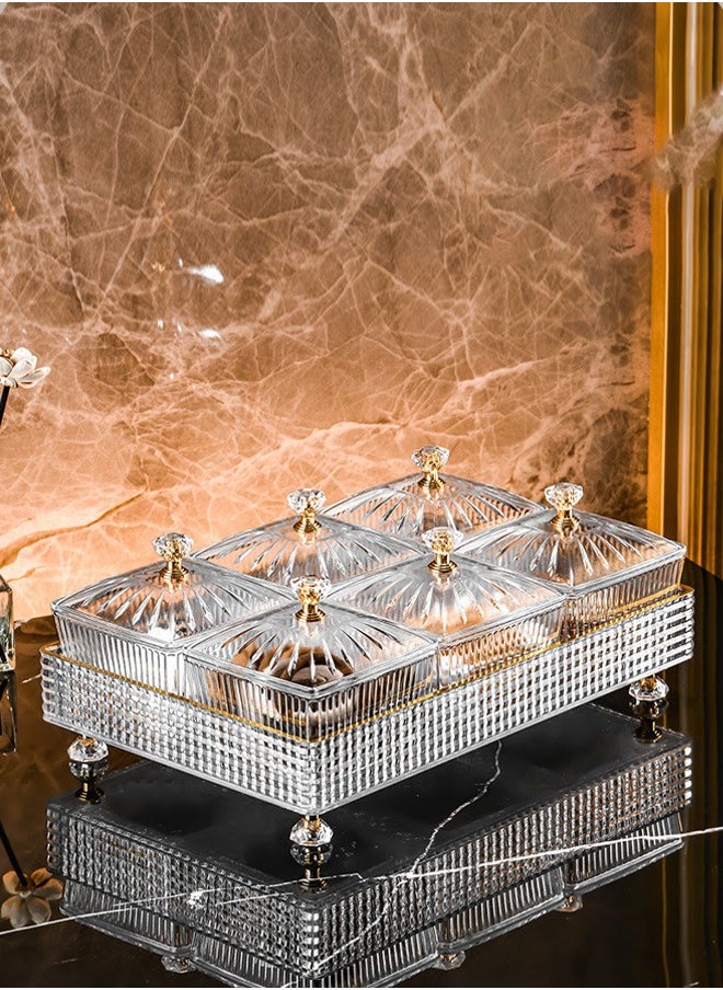 Generic 6pcs Snack Storage Box Multifunctional Party Snack Tray Dried Fruit Serving Plate Cosmetic Storage Boxes Desktop Organizer for Fruits Nuts Candies Crackers Clear 18.5x27.5x6 cm  - Image 1
