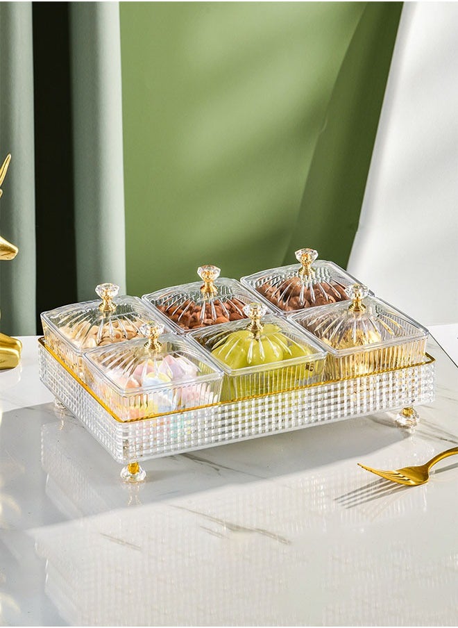 Generic 6pcs Snack Storage Box Multifunctional Party Snack Tray Dried Fruit Serving Plate Cosmetic Storage Boxes Desktop Organizer for Fruits Nuts Candies Crackers Clear 18.5x27.5x6 cm  - Image 3
