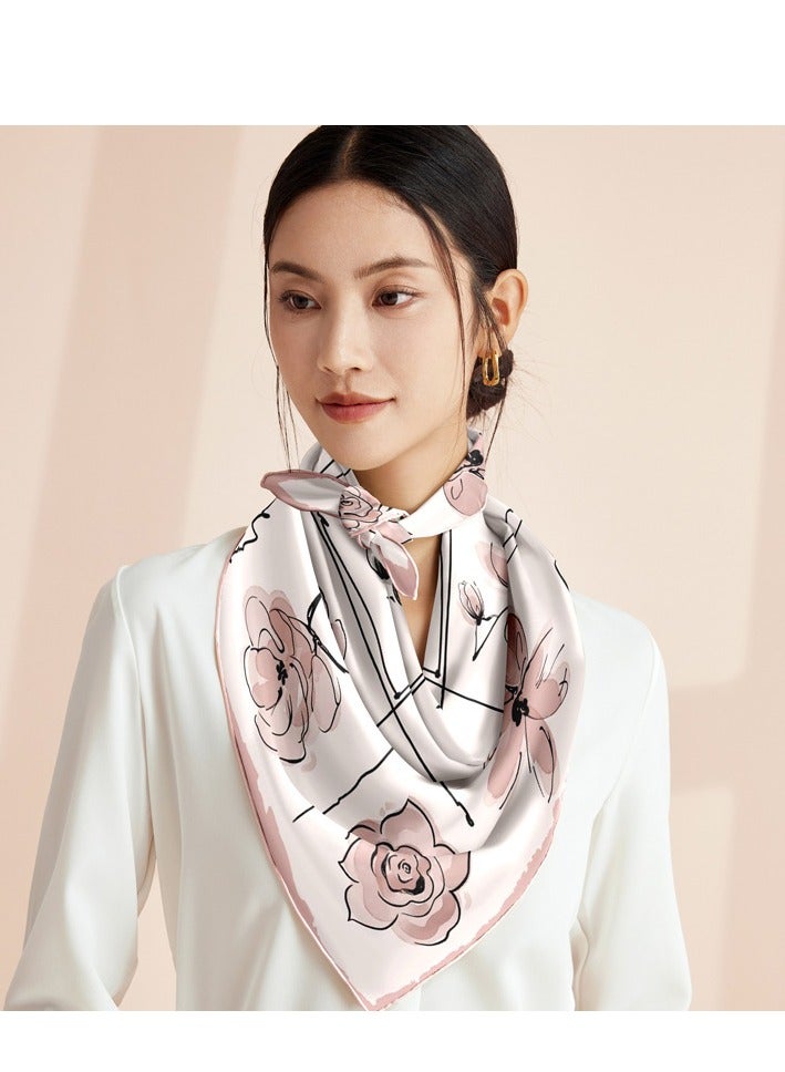 New Chinese Style Mulberry Silk Rose Printed Scarf  - Image 1