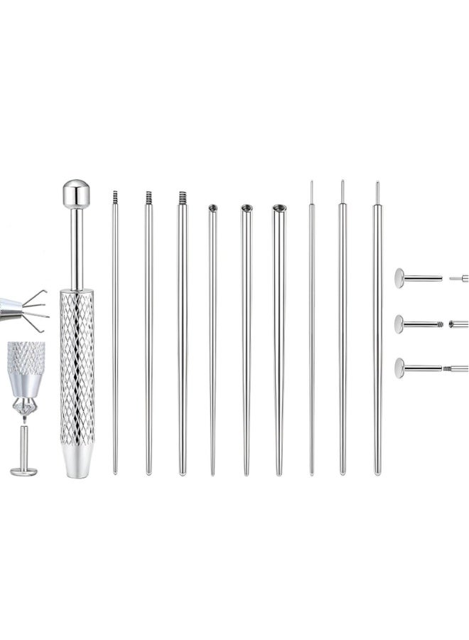 10Pcs Piercing Taper Ball Grabber Tool for Changing Jewelry - 14G 16G 18G 20G Piercing Taper Flat Back Earring Applicator Tool Threadless Insertion Pin Body Jewelry Stretching Kit for Ear/Nose - Image 1