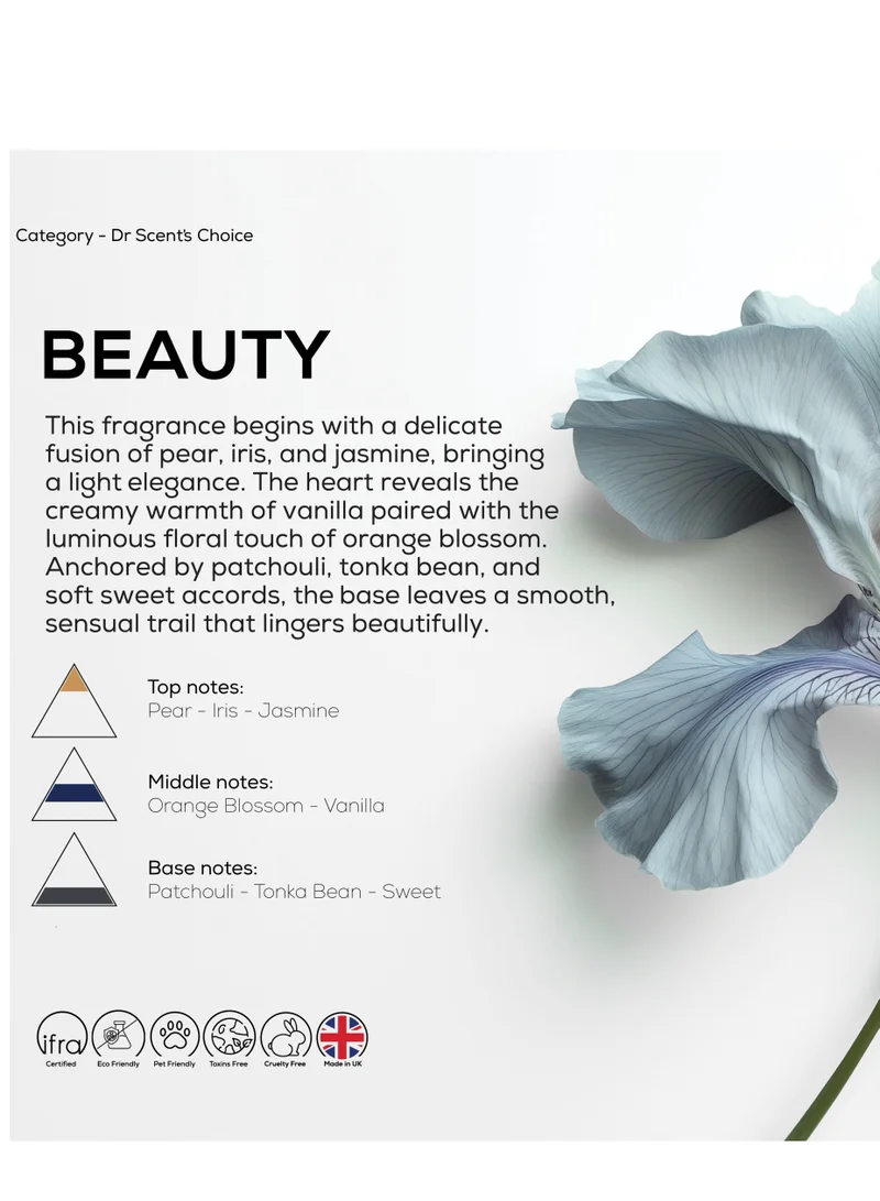 Dr Scent Dr Scent Diffuser Aroma Beauty, Feel the Sweet Notes of Pear, With Blooming Delicate Notes of Iris Jasmine and Finishing with Tonka Bean (170ml)