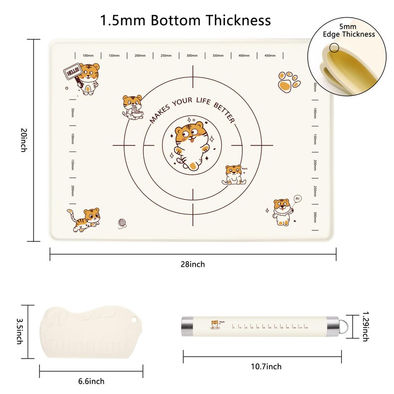 COOKSTYLE 28x20 Inch Extra Thick Silicone Pastry Board, Silicone Baking Mat with Measurements, Non-slip Silicone Mat, Kneading Counter Mat, Non-Stick Dough Mat with Edge Heightening - Image 2