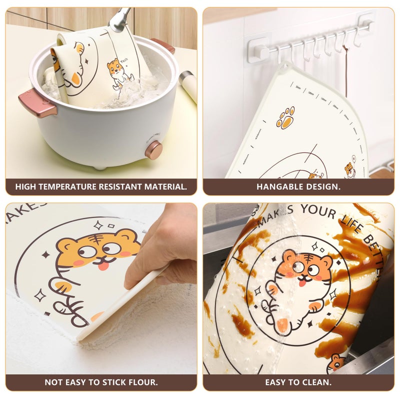 COOKSTYLE 28x20 Inch Extra Thick Silicone Pastry Board, Silicone Baking Mat with Measurements, Non-slip Silicone Mat, Kneading Counter Mat, Non-Stick Dough Mat with Edge Heightening - Image 5