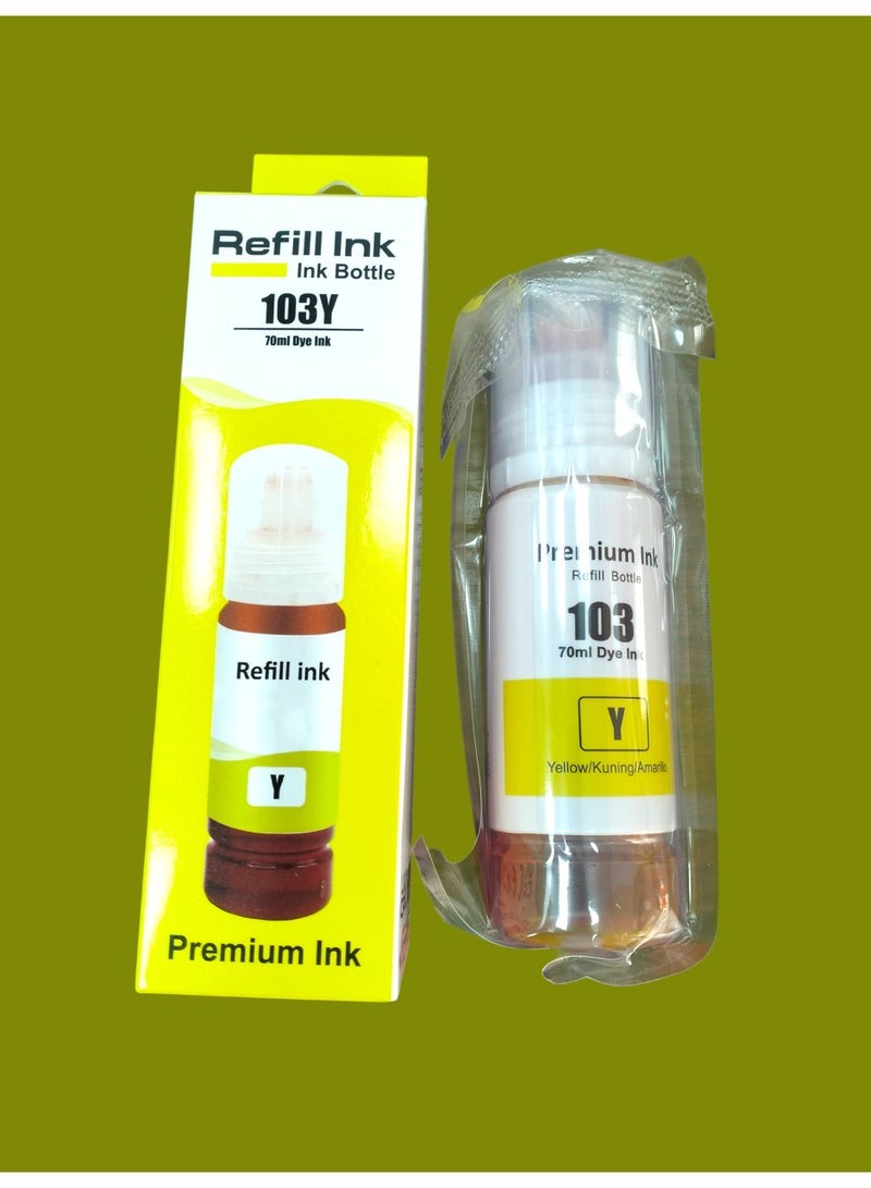 LET MY Compatible 103 INK YELLOW Premium refill ink for Epson 103 EcoTank L1110‎ L1210 L1250 L3100 L3101 L3110 L3111 L3150 L3151‎ Printer - Image 1