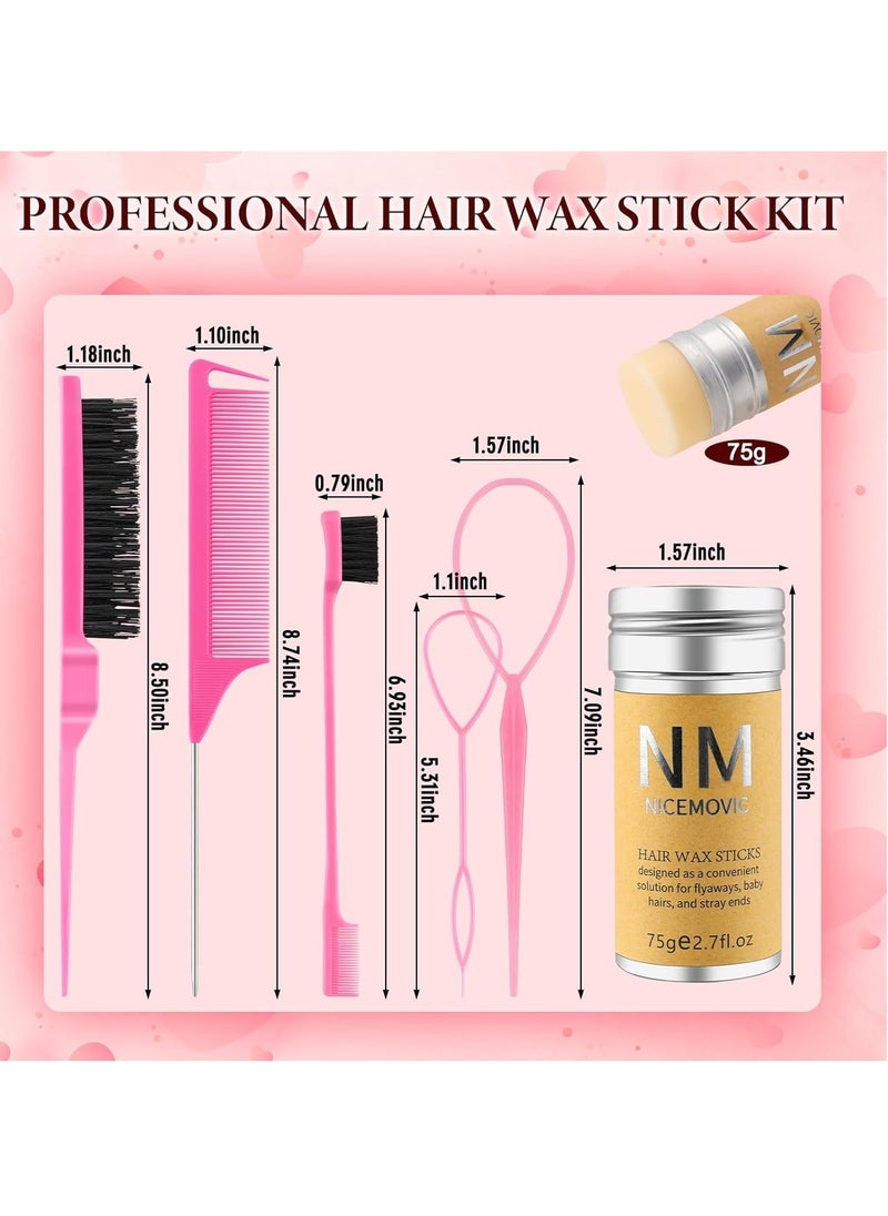 NICEMOVIC Hair Wax Stick Set for Flyaways Hair Accessories for Women Girls Teen Girls Trendy Stuff, Hair Styling Tools Slick Stick Baby Hair Gel, Christmas/Birthday Gifts Stocking Stuffers for Women Kids (Pink)  - Image 2