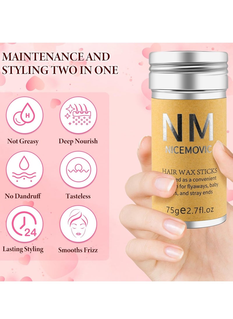 NICEMOVIC Hair Wax Stick Set for Flyaways Hair Accessories for Women Girls Teen Girls Trendy Stuff, Hair Styling Tools Slick Stick Baby Hair Gel, Christmas/Birthday Gifts Stocking Stuffers for Women Kids (Pink)  - Image 4