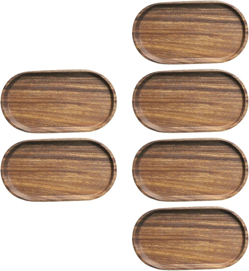 DOITOOL 6PCS Small Wooden Serving Platters for Tea or Coffee Oval Wooden Serving Trays Kitchen Counter for Serving Food for Appetizer or VegetablesParties - Image 2