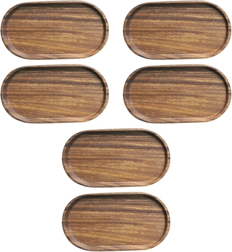 DOITOOL 6PCS Small Wooden Serving Platters for Tea or Coffee Oval Wooden Serving Trays Kitchen Counter for Serving Food for Appetizer or VegetablesParties - Image 4