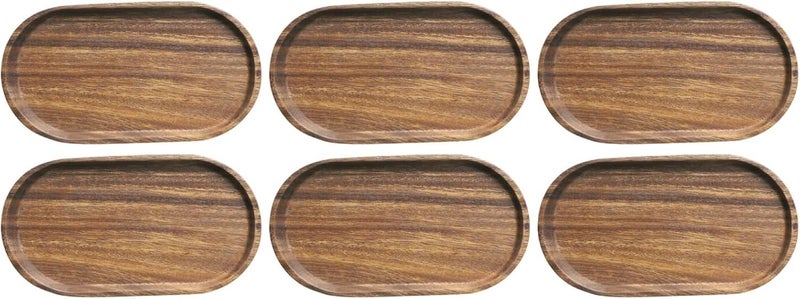 DOITOOL 6PCS Small Wooden Serving Platters for Tea or Coffee Oval Wooden Serving Trays Kitchen Counter for Serving Food for Appetizer or VegetablesParties - Image 5
