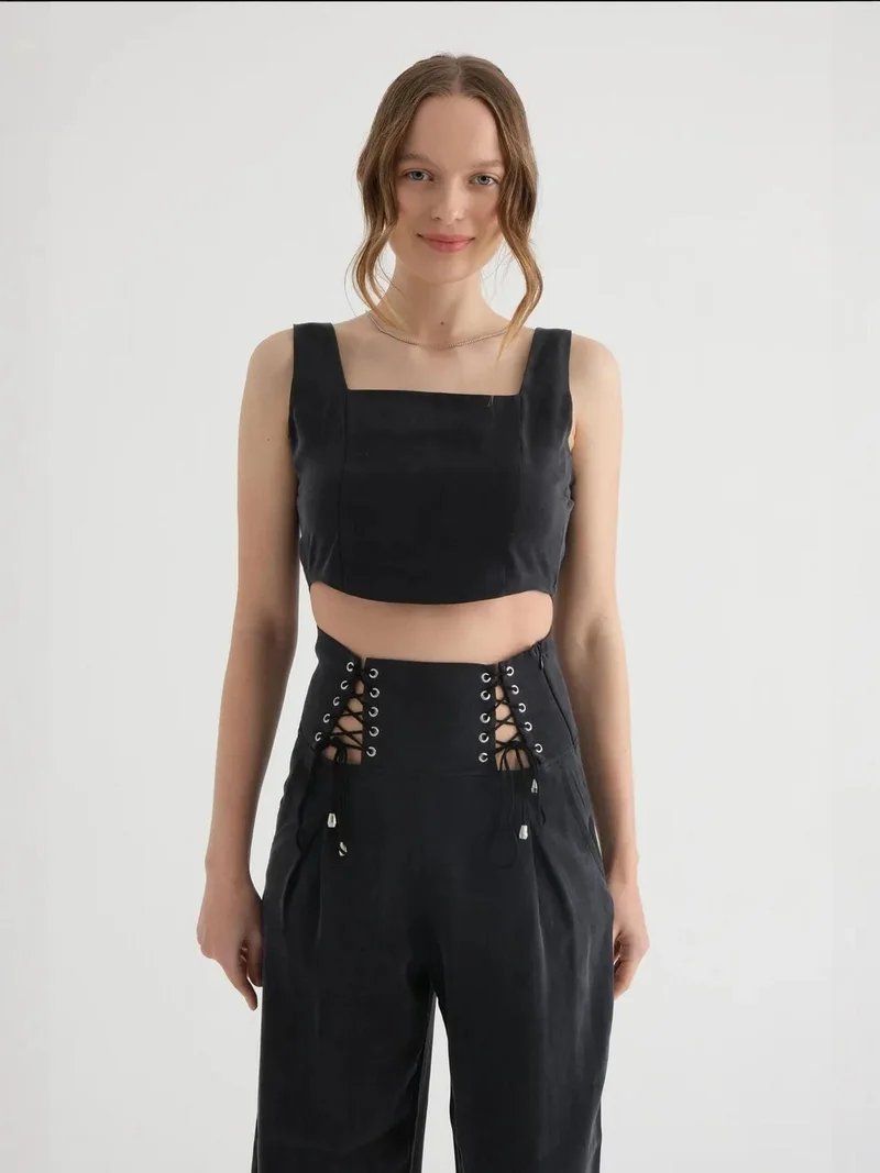 HICCUP Square Neck Corset Crop Top