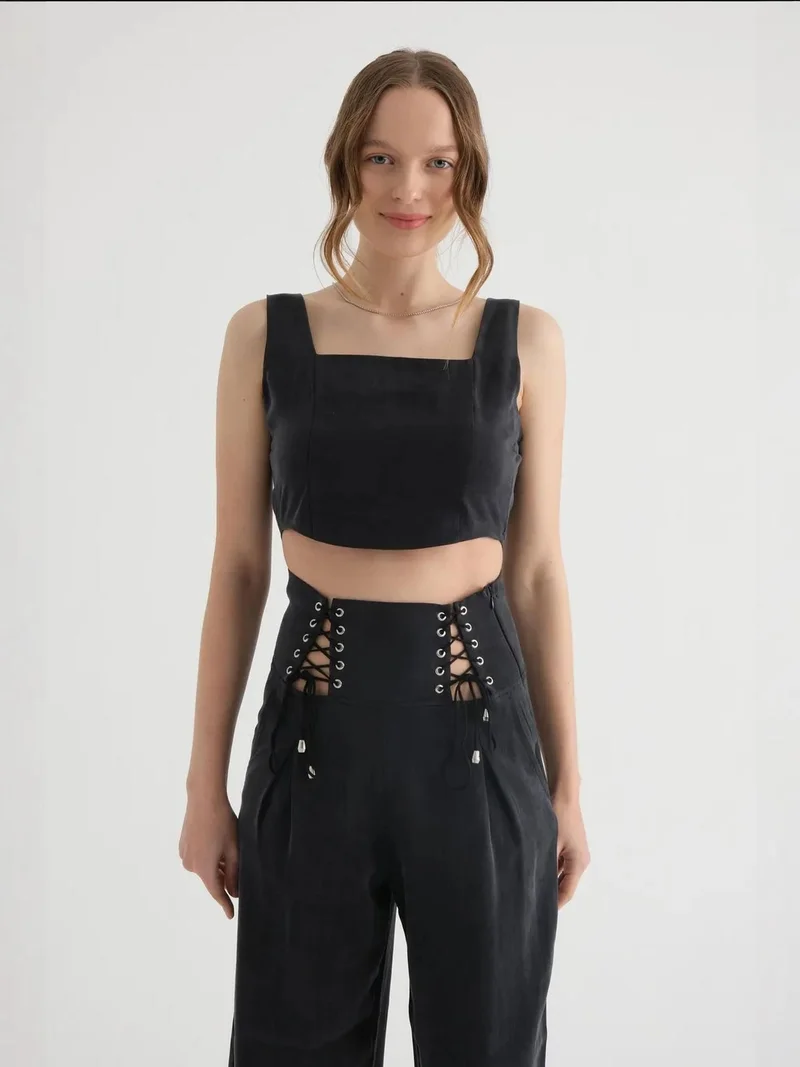 HICCUP Square Neck Corset Crop Top