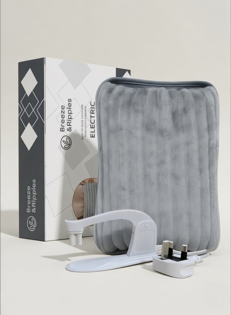 Breeze & Ripples™ Dual comfort electric rechargeable heating water bag soft fleece cover for pain relief advanced leak proof technology fast heating large size - Image 2