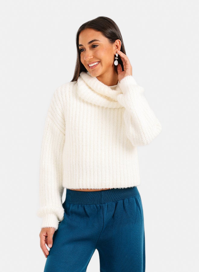 Carina Cropped Cowl Neck Pullover - Image 1