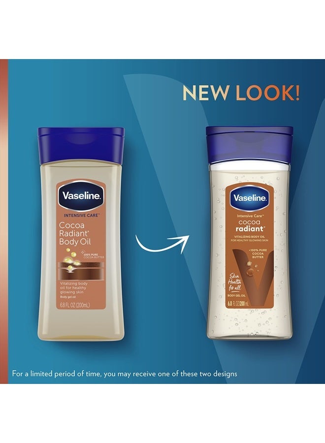 Vaseline جل زيت الجسم الكاكاو المكثف للبشرة المتألقة 3 قطع زيت الجسم مصنوع من زبدة الكاكاو النقية 100% + زيوت مغذية 6.8 أونصة - Image 2
