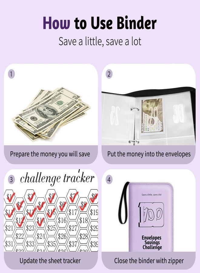 RONMONG 100 Envelope Challenge Binder, 2024 Upgrade 100 Envelopes Money Saving Challenge, Savings Challenges Book - Image 3