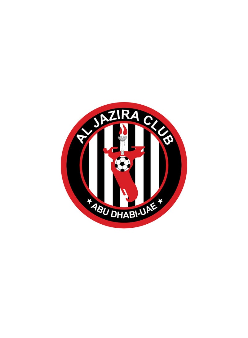 Al Jazira Club Abu Dhabi Car Sticker, Red, Black and White, Glossy Finish, 10x10 cm, Single Use Vinyl Decal - Image 1
