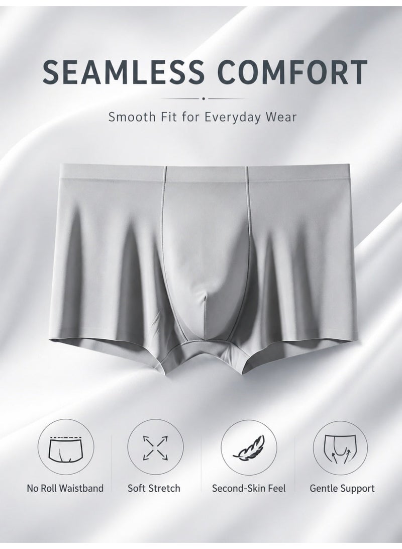 4 Pack Men's Ice Silk Boxer Briefs, Cooling Ultra-Thin Antibacterial Seamless Breathable, Moisture Wicking for Summer Daily Wear - Image 3