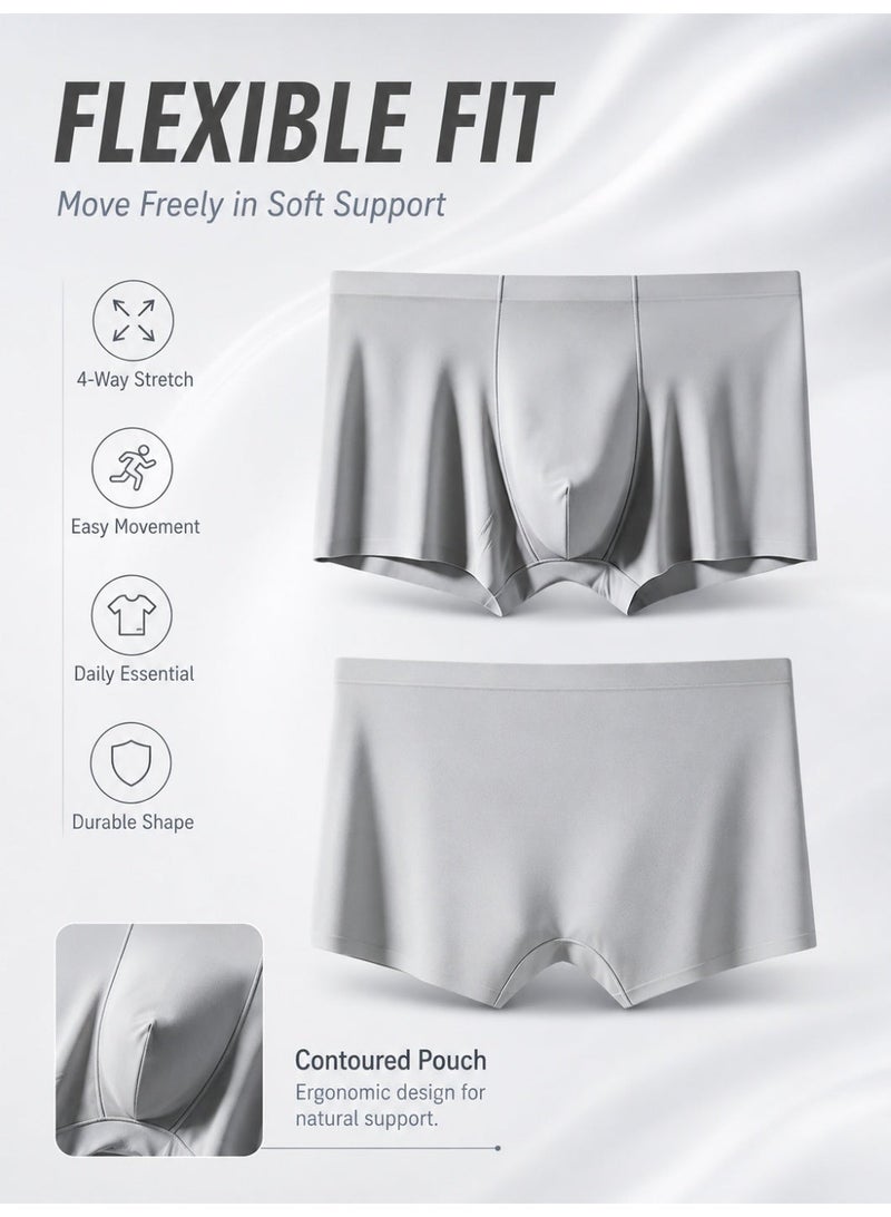 4 Pack Men's Ice Silk Boxer Briefs, Cooling Ultra-Thin Antibacterial Seamless Breathable, Moisture Wicking for Summer Daily Wear - Image 4