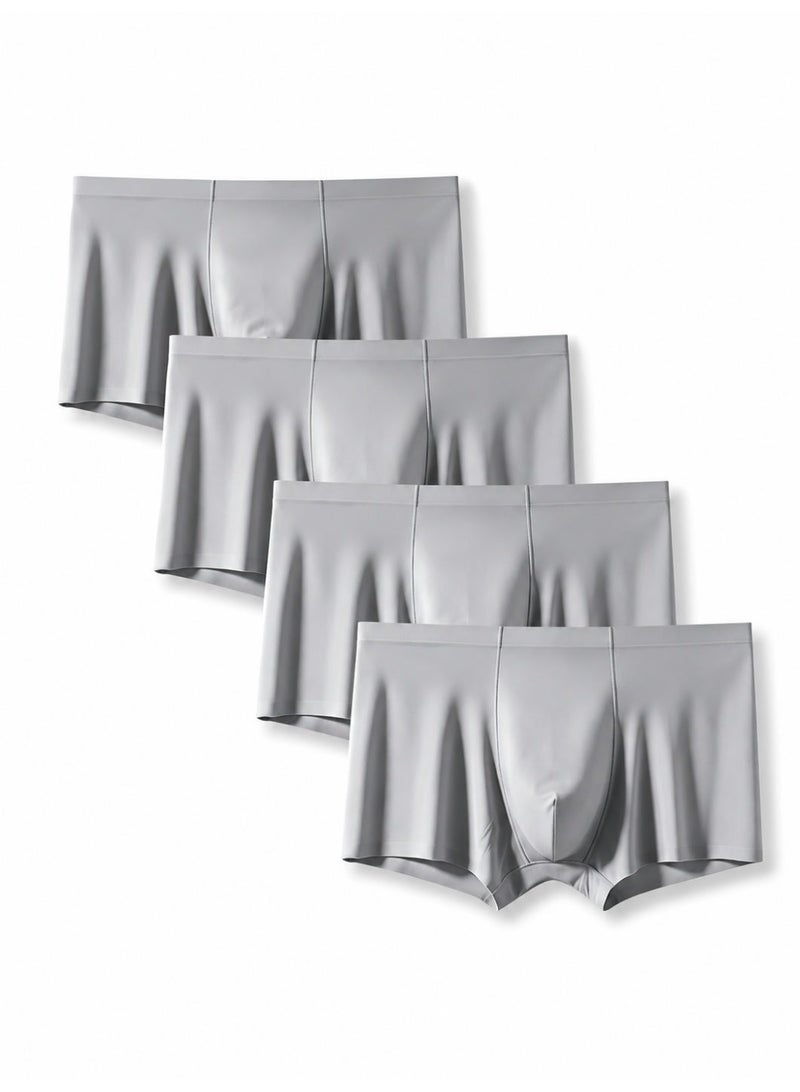 4 Pack Men's Ice Silk Boxer Briefs, Cooling Ultra-Thin Antibacterial Seamless Breathable, Moisture Wicking for Summer Daily Wear - Image 2