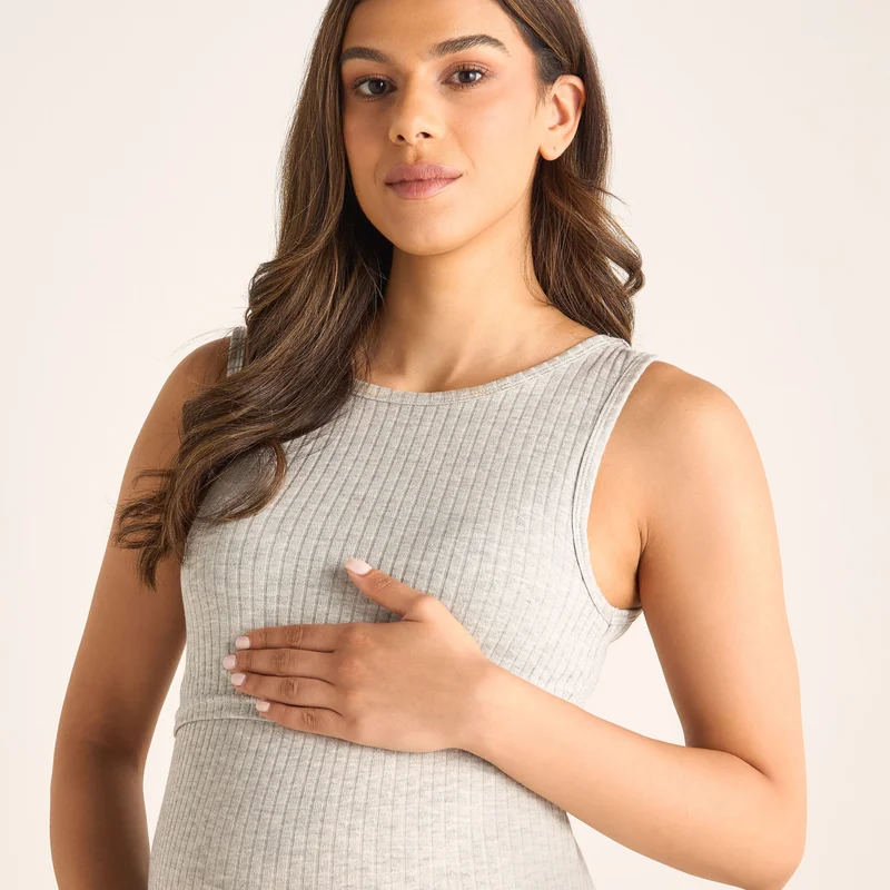 Splash FAV Ribbed Maternity Camisole with Round Neck