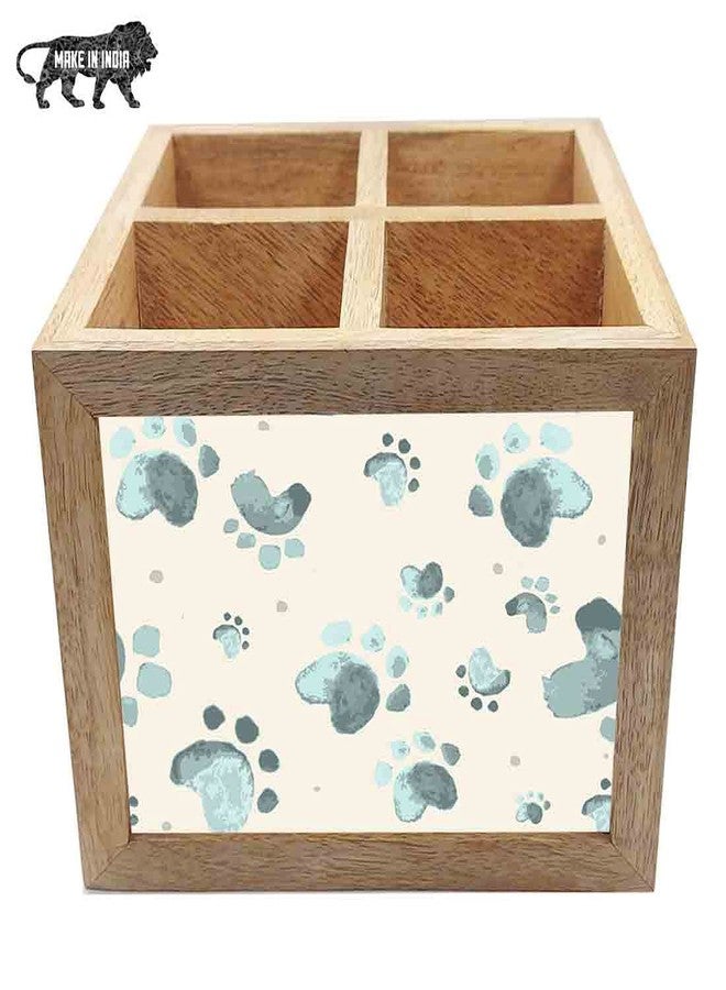 Nutcase Wooden Cutlery Stand Holder Silverware Caddy Spoons Forks Knives Organizer for Dining Table & Kitchen -Made in India-Spoons NOT Included - Paw Tattos - Image 5