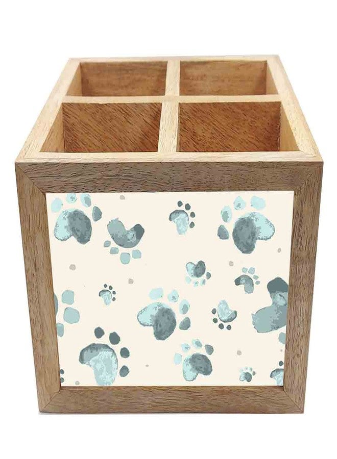 Nutcase Wooden Cutlery Stand Holder Silverware Caddy Spoons Forks Knives Organizer for Dining Table & Kitchen -Made in India-Spoons NOT Included - Paw Tattos - Image 3