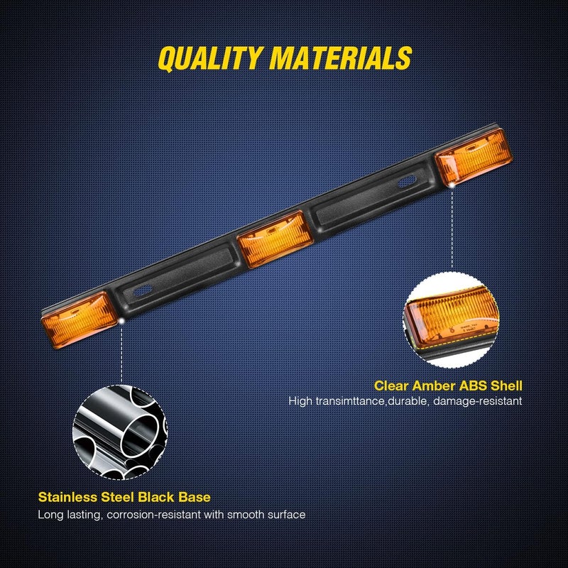 Nilight 9 LED Marker Tail Trailer Light Bar 14.2Inch 1PC Amber Clearance Identification Running ID Rear Stainless Steel Bracket for 12V Pickup Truck Trailers RV Boat - Image 5