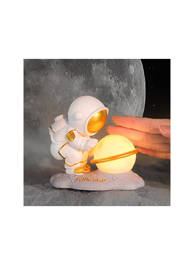 The Bros 3D Astronaut Moon Lamp LED Spaceman Night Light for Kid's Room, Victory Salute Spaceman Resin Sculpture Living Room Children Bedroom Bedside Table Lamp Night Light Decor - Image 3