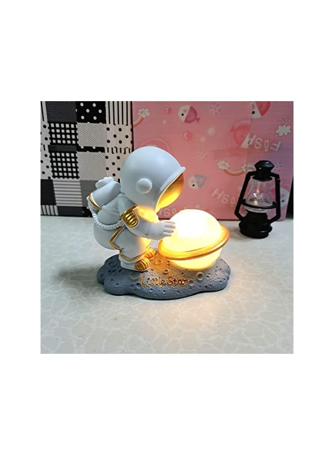 The Bros 3D Astronaut Moon Lamp LED Spaceman Night Light for Kid's Room, Victory Salute Spaceman Resin Sculpture Living Room Children Bedroom Bedside Table Lamp Night Light Decor - Image 5
