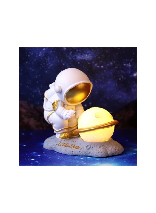 The Bros 3D Astronaut Moon Lamp LED Spaceman Night Light for Kid's Room, Victory Salute Spaceman Resin Sculpture Living Room Children Bedroom Bedside Table Lamp Night Light Decor - Image 2