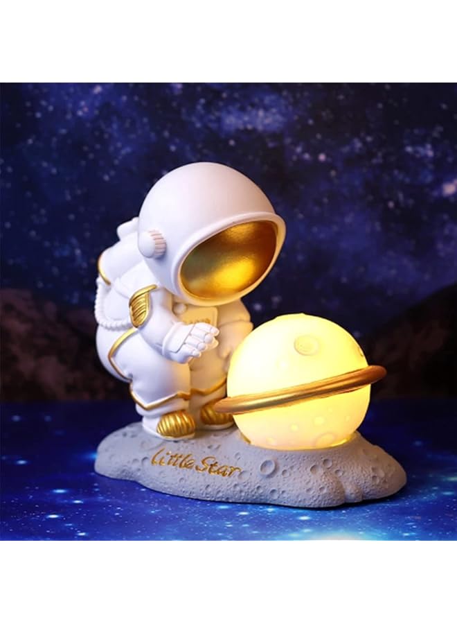 The Bros 3D Astronaut Moon Lamp LED Spaceman Night Light for Kid's Room, Victory Salute Spaceman Resin Sculpture Living Room Children Bedroom Bedside Table Lamp Night Light Decor - Image 1