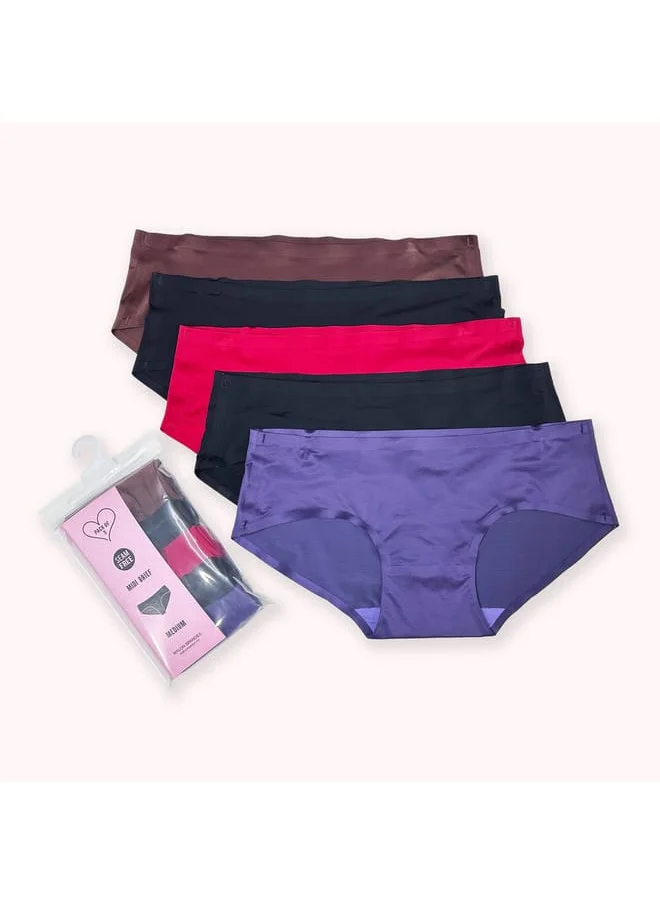 Aadaraya Aadaraya Assorted Bikini Briefs with Elasticated Waistband - Set of 5