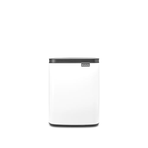 Brabantia Bo Small LiftOpen Trash Can 18 Gal 7L White WallMountableFree Standing Bedroom Bathroom Nursery Trash Can Removable Inner Bucket NonSlip Base Trash Bags - Image 1