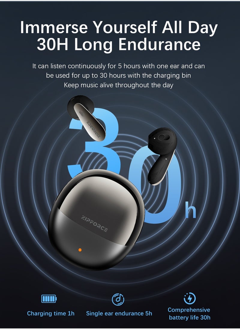زيبفورس - ZIPFORCE True Wireless Earbuds, Semi-In-Ear Bluetooth 5.4 Headphones 6-Mics ANC + ENC Clear Call, Bluetooth Earbuds Touch Control, IPX5 Waterproof TWS, Light-Weight EarphonesZIPFORCE True Wireless Earbuds, Semi-In-Ear Bluetooth 5.4 Headphones 6-Mics ANC + ENC Clear Call, Hybrid Earphones Touch Control, IPX5 Waterproof TWS, Light-Weight Earphones - Image 1