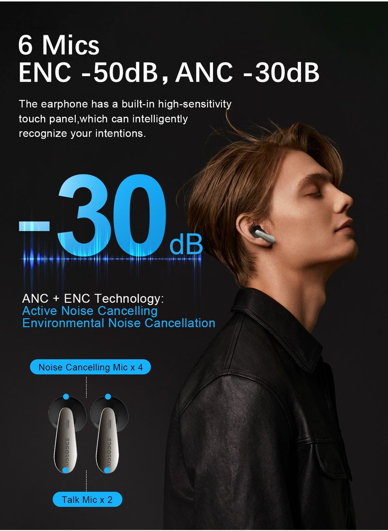 زيبفورس - ZIPFORCE True Wireless Earbuds, Semi-In-Ear Bluetooth 5.4 Headphones 6-Mics ANC + ENC Clear Call, Bluetooth Earbuds Touch Control, IPX5 Waterproof TWS, Light-Weight EarphonesZIPFORCE True Wireless Earbuds, Semi-In-Ear Bluetooth 5.4 Headphones 6-Mics ANC + ENC Clear Call, Hybrid Earphones Touch Control, IPX5 Waterproof TWS, Light-Weight Earphones - Image 1