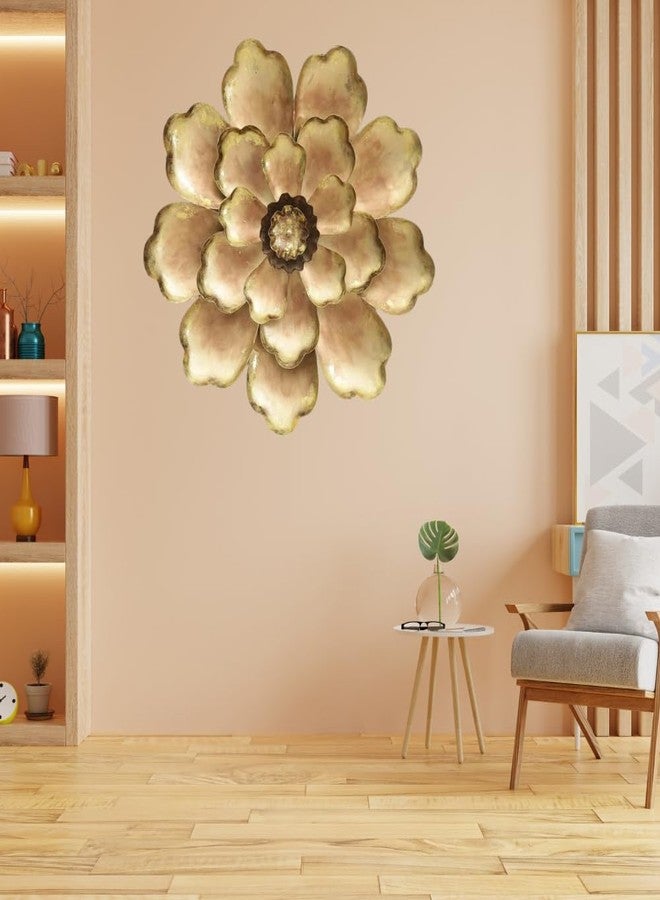 RHD Metal Abstract/Wall Sculptures/Wall hanging/Wall art Multicolor for home decoration/Living Room/office/cafe/Bedroom Decoration -SHINE FLOWER (Gold) - Image 1