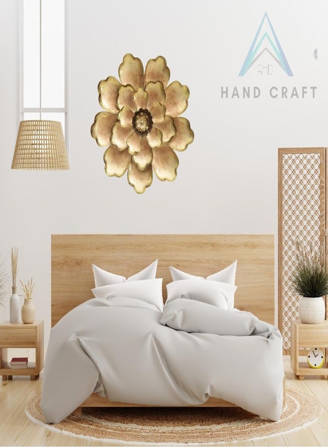 RHD Metal Abstract/Wall Sculptures/Wall hanging/Wall art Multicolor for home decoration/Living Room/office/cafe/Bedroom Decoration -SHINE FLOWER (Gold) - Image 3