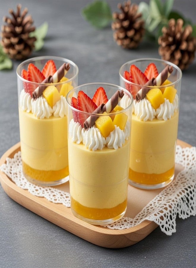 Okllen 100 Pack Mini Dessert Cups with Spoons, 3 Oz Round Shot Cups Plastic Dessert Shooters, Appetizer Parfait Cups Shot Glasses for Chocolate Desserts, Ice Cream, Puddings, Tasting Party - Image 5
