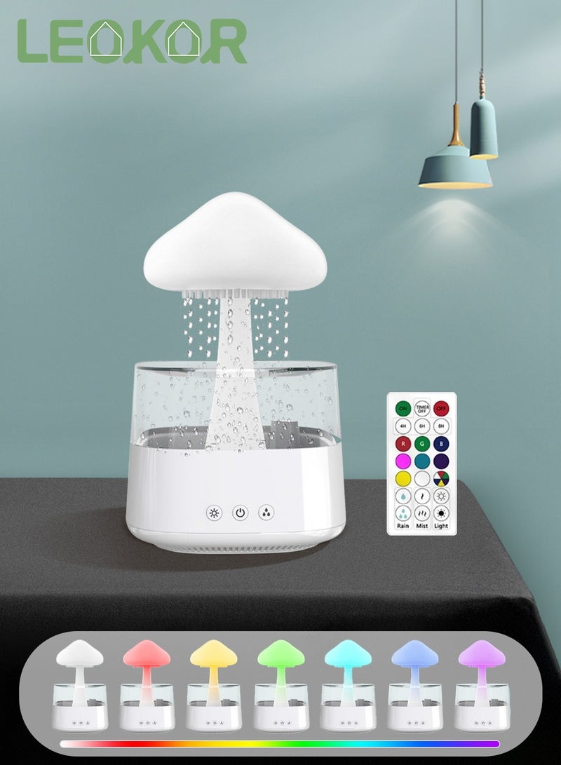 LEOKOR Humidifier with 7 Colors LED Lights Essential Oil Diffuser Raindrop Humidifier Auto Shut-Off Waterfall Lamp Quiet Humidifier for Sleeping - Image 1