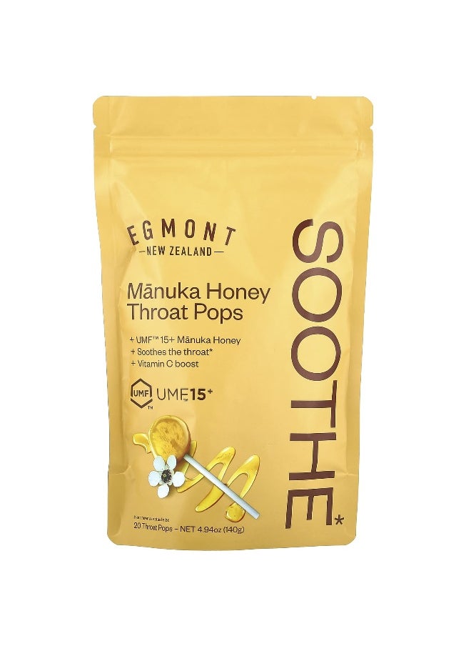 EGMONT HONEY Egmont Honey, Manuka Honey Throat Pops, UMF™ 15+, 20 Throat Pops, 4.94 oz (140 g)  - Image 1