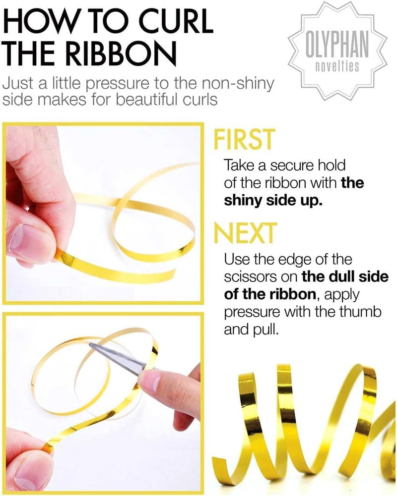 OLYPHAN Red Gift Ribbon and Green Curly Christmas Curling Ribbons Holiday Clearance Thin Metallic Green Crimped Iridescent for Present Wrap Holiday Party Crafts, Gift Wrapping - Image 2