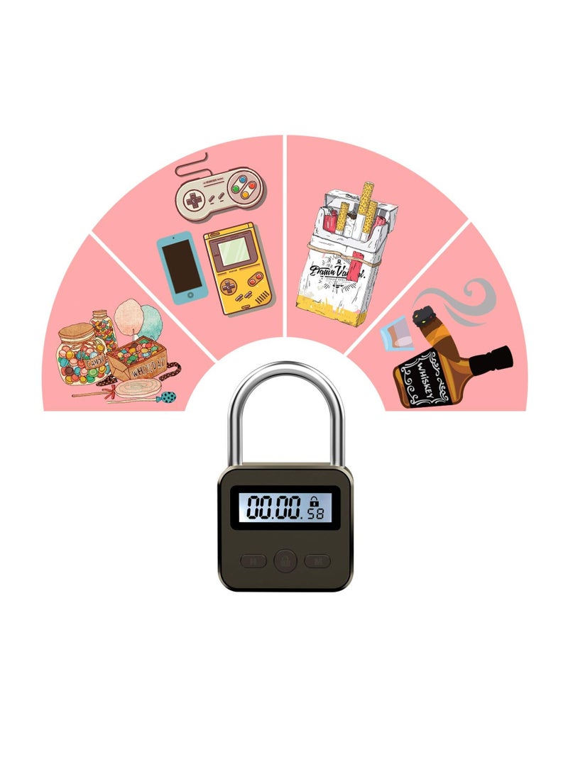 Y&D Metal Time Padlock - Multi-Function Timer Lock 99 Hours Max Timing with Electronic LCD Timed Display Micro USB Rechargeable  - Image 2