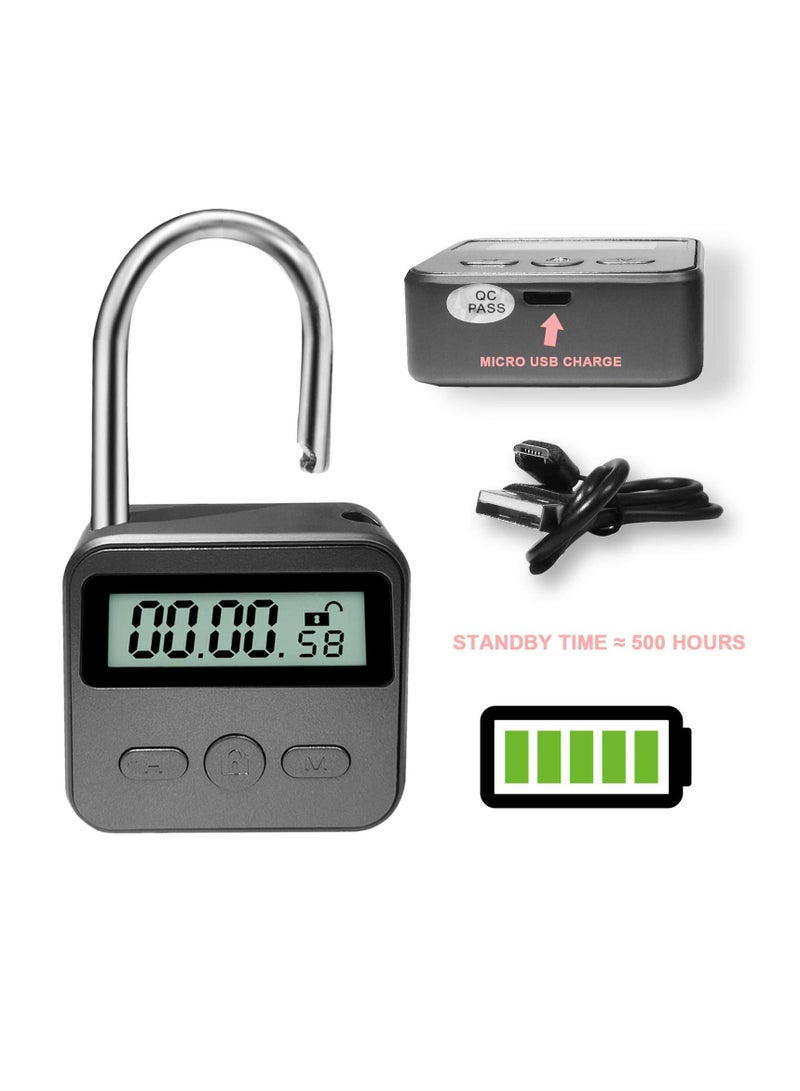 Y&D Metal Time Padlock - Multi-Function Timer Lock 99 Hours Max Timing with Electronic LCD Timed Display Micro USB Rechargeable  - Image 4