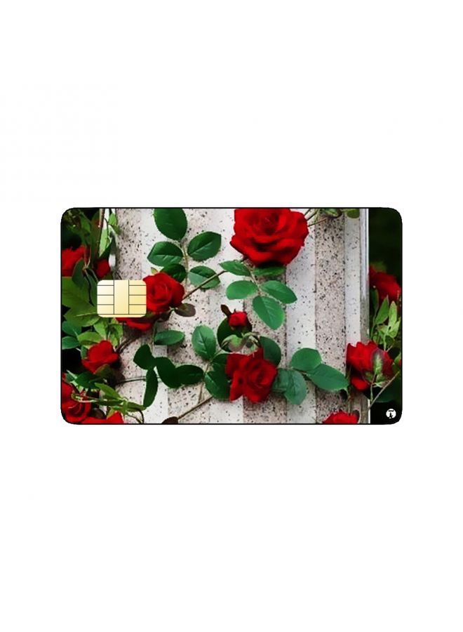 RKN PRINTED BANK CARD STICKER Beautiful Red Roses Drawing - Image 1