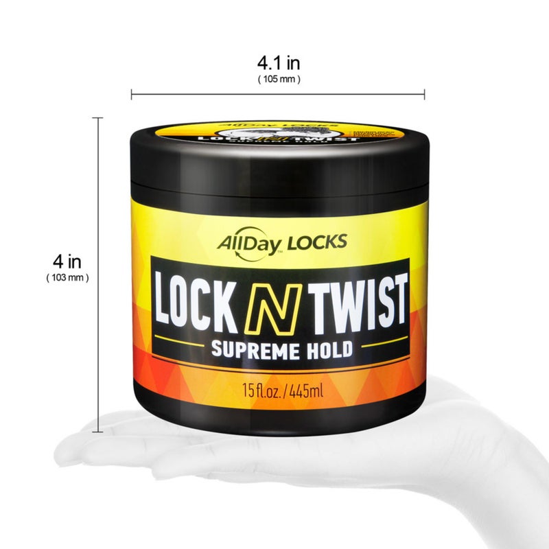 AllDay Locks Lock N Twist Supreme Hold - Extreme Styling Control for Locs, Microlocs, Twists, and Retwists, Provides Edge Control, Strong Hair Gel for Women and Men - 15 oz Jar - Image 3