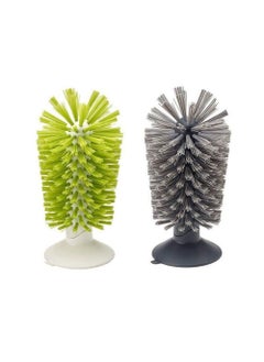 POXEFLIP POXEFLIP Glass Washers Brushes Scrubber Sink with Suction Base Bar Grade Triple Brush Bristle Scrub Brush for Wine Glass  - Image 3