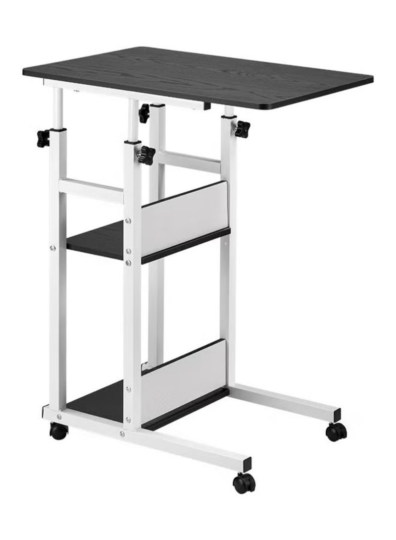 شي ون طاولة لابتوب متحركة من SHEE ONE | طاولة قابلة للتعديل بارتفاع مريح و4 عجلات | طاولة كمبيوتر وقراءة بجانب السرير مع رفوف تخزين عملية – مقاس   85x 75 ( 40x 80سم )  – لون أسود - Image 2